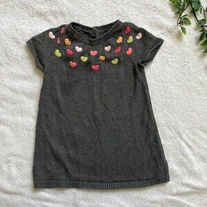 2T Gymboree Grey Knit Dress Heart Embroidery Cotton Toddler Dress GUC